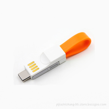 Yijiashishang 2019 Best Seller Promotion Products 3 in 1 Keychain Magnetic USB Charger Cable for Micro usb,USB-C,iPhone
